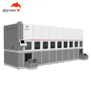 Skymen Ten Tanks Full Automatic Vacuum Washing Line PLC Manipulator Transfer Arm Workshop Industrial Ultrasonic Cleaning Machine