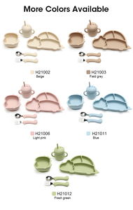 Nouveautés : Ensemble de vaisselle pour tout-petits en silicone de qualité alimentaire, assiettes, bols, tasse à bec verseur, <span class=keywords><strong>ventouse</strong></span>, sans BPA - Product Image 4