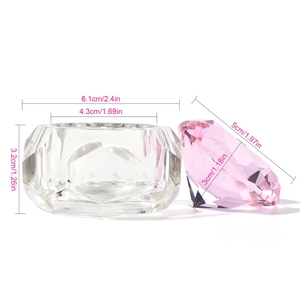 KADS Coupe en verre en forme de diamant avec couvercle pour poudre acrylique liquide, idéale pour le nail art, les salons et les outils de manucure DIY - Product Image 2