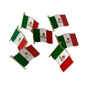 Venta al por mayor de metal esmaltado personalizado solapa Pin insignias país bandera Pin sombrero mexicano Pins