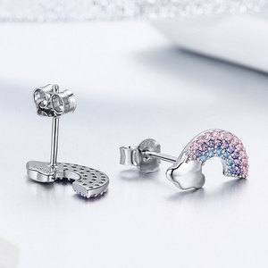 ขายส่ง925เงินสเตอร์ลิงสีรุ้ง zircon ต่างหูสวยงามต่างหูสำหรับสตรีอินเทรนด์ปาร์ตี้ต่างหู SCE578 <span class=keywords><strong>bamoer</strong></span> - Product Image 4