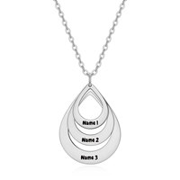 Mode DIY Gouttelettes D'eau Collier En Acier Inoxydable Personnalisable Laser Gravé Pendentif Colliers Clavicule Chaîne Couple Bijoux