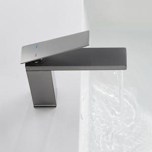 Robinet de lavabo sur plan en cuivre massif gris anthracite pour projets hôteliers, avec noyau en céramique surélevé, eau chaude - Product Image 5