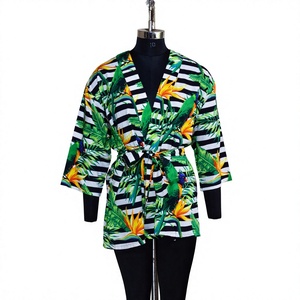 Al por mayor: Kimono Kaftán de Lujo Estampado, 100% Lino, Secado Rápido, Transpirable, Verano, Otoño, Primavera, Precio Competitivo, Última Colección - Product Image 4