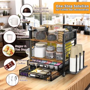Organizador de Estación de Café Oniya de <span class=keywords><strong>4</strong></span> Niveles con Cajón para Almacenamiento de Cápsulas <span class=keywords><strong>K</strong></span> y Portavasos para Barra de Café en la Encimera - Product Image 4