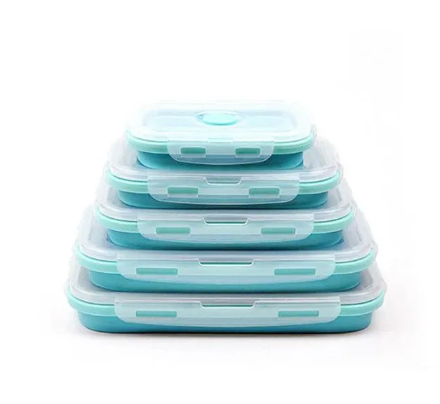 Top Selling BPA Free Microwave Safe With Airtight Plastic Lids Collapsible Meal Prep Container Silicone Food Storage Lunch Box