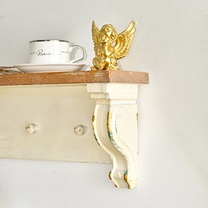 Étagère murale multifonctionnelle convertible à un seul niveau en bois blanc Art Déco INNOVA pour salon avec crochet - Product Image 6