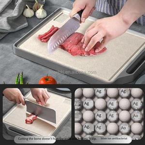 2025 New Kitchen Premium Titanium Metal Stainless Steel Cutting Board Antibacterial Double Sided 304 Made of Plastic &amp; <strong>PP</strong> - Product Image 4