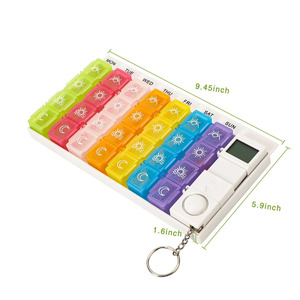 Thông minh 28 trường hợp hàng tuần <span class=keywords><strong>Pill</strong></span> Dispenser nhựa container y học trường hợp 7 ngày điện tử kỹ thuật số <span class=keywords><strong>Pill</strong></span> <span class=keywords><strong>Box</strong></span> với <span class=keywords><strong>Keychain</strong></span> - Product Image 1