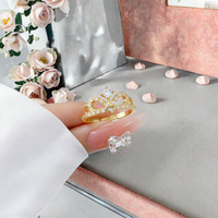 Bague ajustable Gaovo tendance pour femme en acier inoxydable, anti-ternissement, avec couronne, diadème et cœur pavé de zircone cubique, idéale pour mariage, fiançailles ou comme cadeau