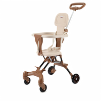 Poussette multifonctionnelle pour bébé et tout-petit avec cadre en acier inoxydable, pliable, barre de sécurité, tige de poussée, capacité de charge de 15 kg, idéale pour les voyages