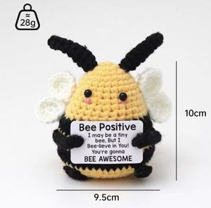 Peluche Bee Positive Pun Plush : Cadeaux pour le moral de l'équipe et la préparation aux examens pour collègues et étudiants, Décoration de bureau joyeuse, Poupée en crochet - Product Image 2