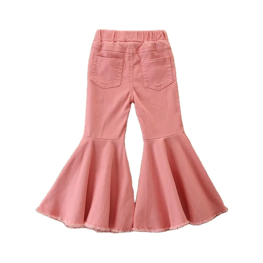 Летние брюки для девочек, Новые короткие детские розовые рваные расклешенные брюки, джинсы, брюки для мальчиков