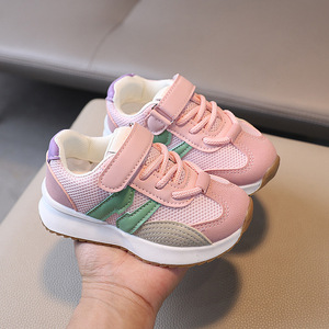 Chaussures de course pour enfants printemps-automne 2025, respirantes en maille, semelle TPR, blanc cassé/marron/rose, pour filles et garçons de 1 à 6 ans - Product Image 2