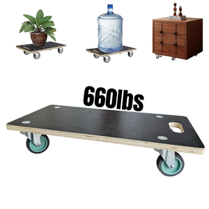 Мебельная тележка грузоподъемности 300 кг, тележка с двумя колесиками с тормозами, деревянная тележка на платформе - Product Image 5