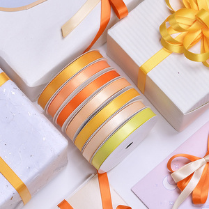 Yellow Orange Color Factory Single Faced Polyester 196 Colors 1/<strong>4</strong> Inch 6mm Satin <strong>Ribbon</strong>