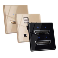 1/2/3/4 Gang 1/2 Way Toggle On/Off Interruptor de luz de pared Estilo retro Carga USB Panel de vidrio Retroiluminación azul Smart Life App Max 220V