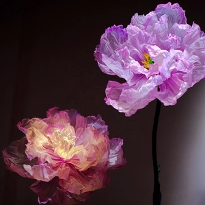<span class=keywords><strong>Fiori</strong></span> Giganti Artificiali con Luci, Peonie in Organza Fatte a Mano per Decorazioni di Matrimoni, Finestre e Feste - Product Image 3
