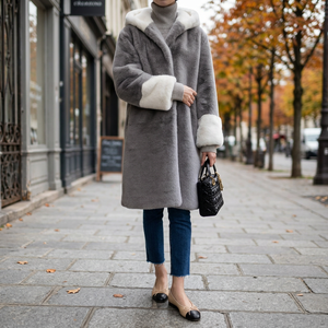 16943-KS Luxurious Faux Mink Overcoat and <b>Waistcoat</b> Accessory Made of High Quality Faux Fur Made in Korea - Product Image 3