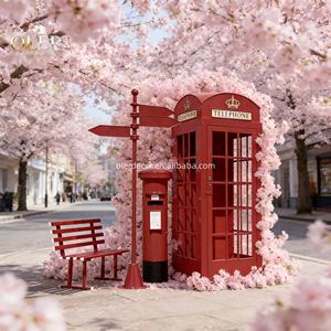 Cabina Telefonica Londinese <span class=keywords><strong>Rosa</strong></span> Rossa OEM RTS, Supporto in Metallo per Decorazioni di Compleanni, Matrimoni e Sfondo Fotografico - Product Image 2