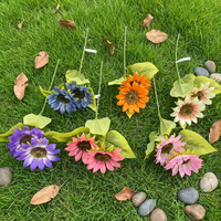 Bunga Sunflower Buatan Sutra Berkualitas Tinggi, Tangkai Tunggal 2 Kepala, Warna Cerah untuk Buket Pernikahan, Vas Rumah, dan Dekorasi Meja