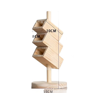 Solid Wood Slanted Pen Holder 3 Tier Desktop Organizer 10Cm X 8Cm X 15Cm Standing Type For Office Study Storage - Product Image 1