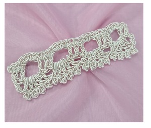 Ribete de encaje de ganchillo hecho a mano con borde festoneado, patrón geométrico, 7x20cm, mezcla de poliéster/algodón blanco para costura, manualidades y decoración - Product Image 2