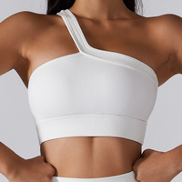 Lcool Soutien-gorge de sport côtelé personnalisé, sexy et élégant, à une épaule, rembourré, pour le fitness, la gym et le yoga
