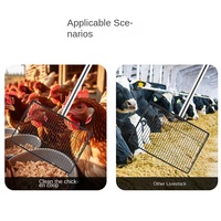 Pelle à litière métallique avec manche allongé, pelle à fumier de poulet et grattoir à déjections pour l'élimination des excréments d'animaux