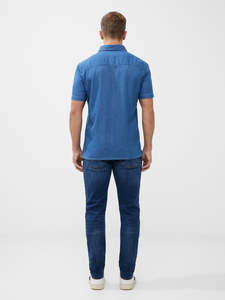 เสื้อเชิ้ตผ้าเดนิมแขนสั้นสำหรับผู้ชายเสื้อสไตล์คลาสสิกสำหรับฤดูร้อนออกแบบโลโก้ได้ตามต้องการ - Product Image 2