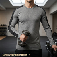 Kaos Lengan Panjang Pria Wol Merino Grosir Standar OEKO-TEX 100 Teraudit BSCI 150gsm Single Jersey Langsung dari Pabrik