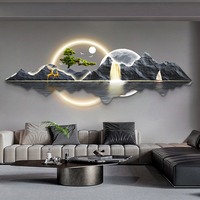 Peinture murale 3D personnalisée en porcelaine de cristal avec éclairage LED, gravure acrylique, paysage, décoration de salon, vente en gros