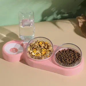 Pet Bowl Double Water Food Cat Feeder Garrafa automática de água para gatos Cães Animais