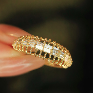 อาซูโอ 18K ทองคำแท้สีเหลืองเพชรธรรมชาติ 0.40 กะรัต บริลเลียนท์ ปริ๊นเซส คัท คลาสสิค เลซ ริงส์สำหรับผู้หญิงงานหมั้น Au750 - Product Image 3