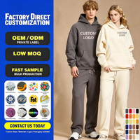 Ensemble de survêtement en molleton personnalisé 350 g/m² – Sweat à capuche et pantalon de jogging décontracté pour homme et femme
