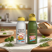 Bouteille en plastique de qualité alimentaire de 237 ml (8 oz) avec impression personnalisée, conteneur à presser pour le remplissage à chaud, pour sauce, assaisonnement, ketchup