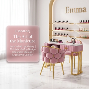Luxury <b>Pink</b> Nail Table with Chairs Set Velvet Manicure <b>Desk</b> with UV Lamp Slot Gold Metal Frame Rolling Tech Station Salon Furnit - Product Image 1