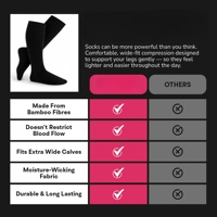 Chaussettes de compression respirantes en bambou, hauteur genou, anti-humidité, service OEM, 15-20 mmHg