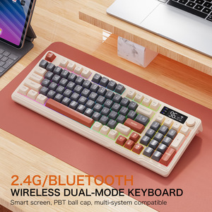 คีย์บอร์ดเกมมิ่งไร้สายแบบกลไก FreeWolf M96 รุ่นมืออาชีพ โหมดคู่ ไฟแบ็คไลท์ LED ปุ่มมัลติมีเดีย รองรับการใช้งานหลายอุปกรณ์ 96 ปุ่ม - Product Image 2