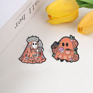 Pin esmaltado <span class=keywords><strong>de</strong></span> fantasma naranja del Día <span class=keywords><strong>de</strong></span> <span class=keywords><strong>Muertos</strong></span> Mexicano, broche <span class=keywords><strong>de</strong></span> fantasma, café y rosa, insignia para solapa <span class=keywords><strong>de</strong></span> bolso, regalos <span class=keywords><strong>de</strong></span> joyería - Product Image 3