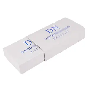 Lid And Bottom White Paper Watch Packaging Box Lining Velvet Custom Foil Logo With Elastic Band