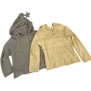Tongxingyuan Baby Girl Hooded Sweatshirt Striped Cotton Long Sleeve Spring Autumn Clothing Kids Top Yellow Gray - Product Image 5