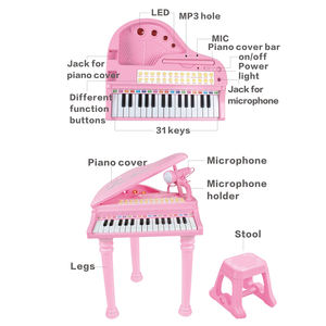22 <span class=keywords><strong>canzoni</strong></span> Demo <span class=keywords><strong>per</strong></span> bambini in plastica <span class=keywords><strong>per</strong></span> bambini sgabello <span class=keywords><strong>per</strong></span> tastiera con 31 tasti <span class=keywords><strong>per</strong></span> pianoforte a coda elettrico con microfono - Product Image 4