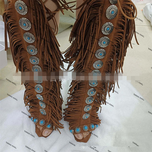 New tua cao gót mát khởi động Dây đeo cộng với kích thước của phụ nữ ren-up dép cho phụ nữ - Product Image 4