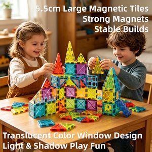 EPT 72 Piezas de Bloques Magnéticos Grandes de 5.5cm, Bloques de Construcción STEM con Ventana de Color Translúcido, Juego de Construcción para Niños Pequeños y Niños - Product Image 2