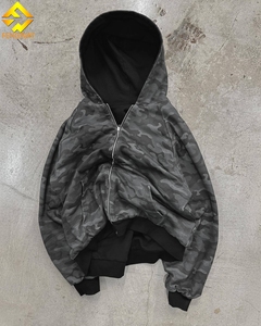 Individuelle Kapuzenjacke, Doppellagig, Leopardenmuster, Schwerer French Terry, Übergroßer Wende-<span class=keywords><strong>Hoodie</strong></span> aus Kunstpelz mit Reißverschluss, Blanko - Product Image 4