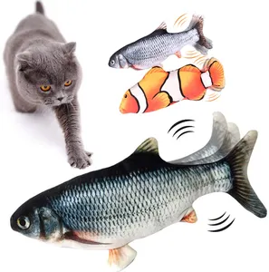 Fish Cat Pet Usb Robo Game Robot Stick Happy Guppy Teaser Catnip Feeder Moving Dancing Toys For Feathers Electric Plush