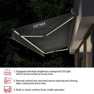 Auvent rétractable moderne électrique, cadre en alliage d'aluminium, <span class=keywords><strong>toile</strong></span> en polyester <span class=keywords><strong>imperméable</strong></span> pour <span class=keywords><strong>terrasse</strong></span> extérieure, balcon, télécommande - Product Image 2