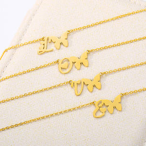 Hot Sale Gold Plated Stainless Steel Butterfly <strong>Necklace</strong> with <strong>Initials</strong> Choker Letters for <strong>Children</strong> - Product Image 3