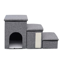 Lit pour chien et chat pliable antidérapant en tissu personnalisé, type échelle à trois niveaux avec rangement